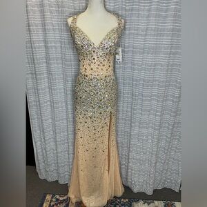 Stunning Sequin Prom Dress in Cream and Silver